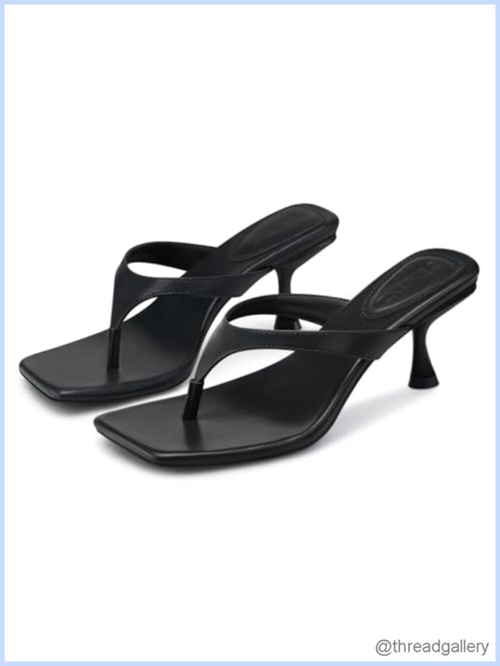 Women's Kitten Heel Flip Flop Sandals Square Toe Faux Leather Slip On